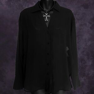 F21 Black Mesh Blouse